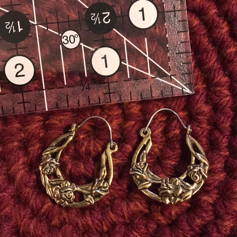 Vintage gold tone hoops